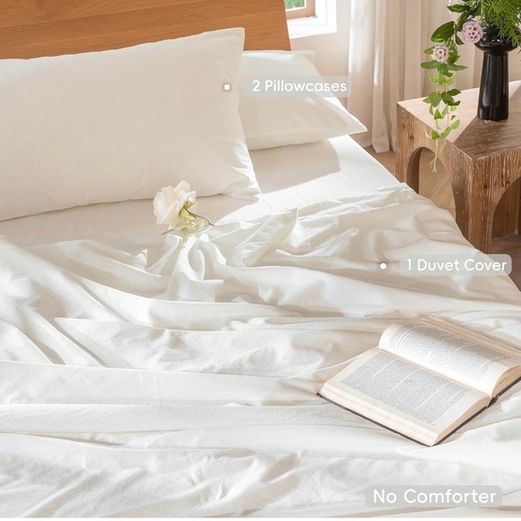 MooMee Bedding Duvet Cover Set 100% Washed Cotton - Oversized Queen - 98 x 98 - Picture 2 of 6